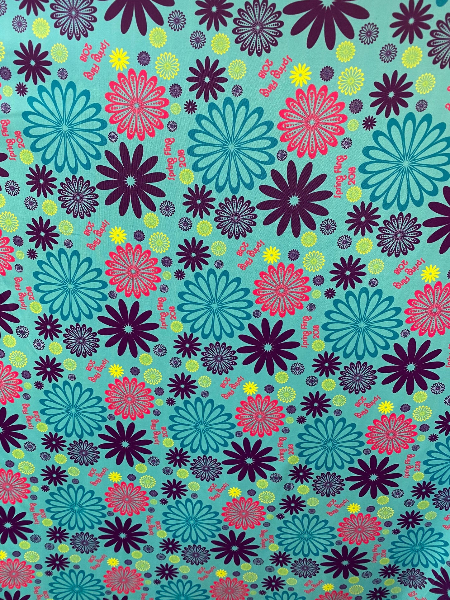 New flower design Aqua teal multi print on best quality of nylon spandex 4-way stretch 58/60” Sold by the YD. Ships worldwide