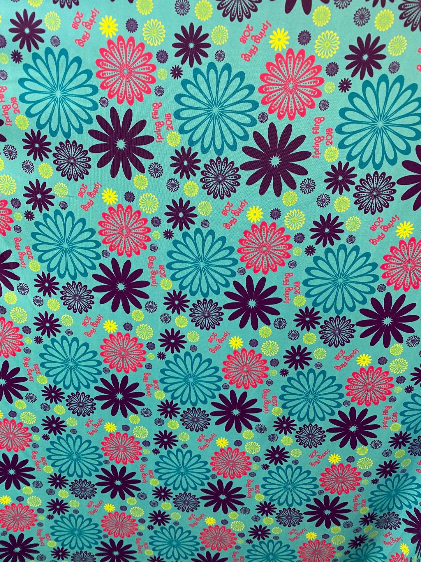 New flower design Aqua teal multi print on best quality of nylon spandex 4-way stretch 58/60” Sold by the YD. Ships worldwide