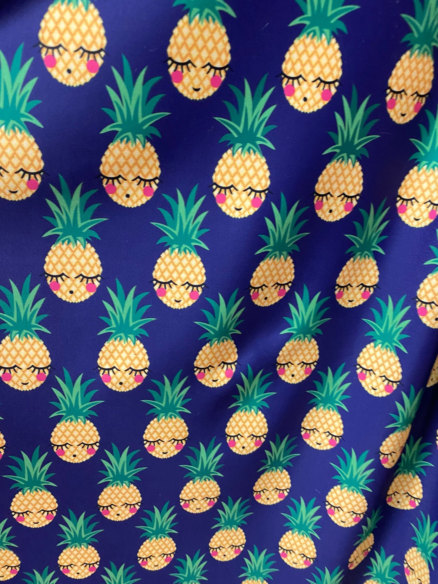 New Pineapple design sapphire multicolor print on best quality of nylon spandex 4-way stretch 58/60” Sold by the YD. Ships worldwide