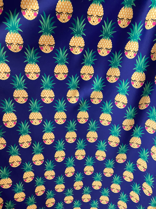 New Pineapple design sapphire multicolor print on best quality of nylon spandex 4-way stretch 58/60” Sold by the YD. Ships worldwide