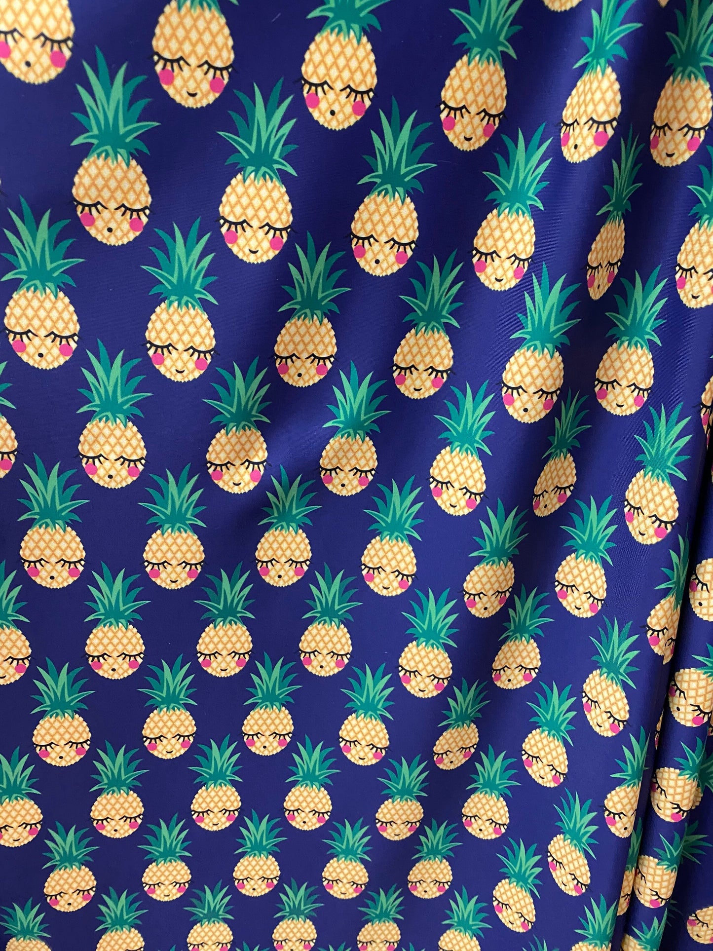 New Pineapple design sapphire multicolor print on best quality of nylon spandex 4-way stretch 58/60” Sold by the YD. Ships worldwide