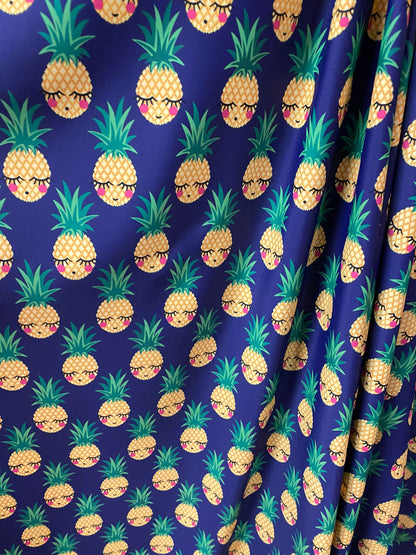 New Pineapple design sapphire multicolor print on best quality of nylon spandex 4-way stretch 58/60” Sold by the YD. Ships worldwide