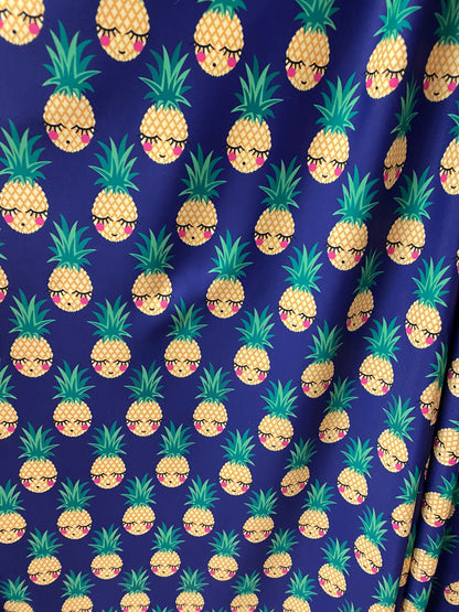 New Pineapple design sapphire multicolor print on best quality of nylon spandex 4-way stretch 58/60” Sold by the YD. Ships worldwide