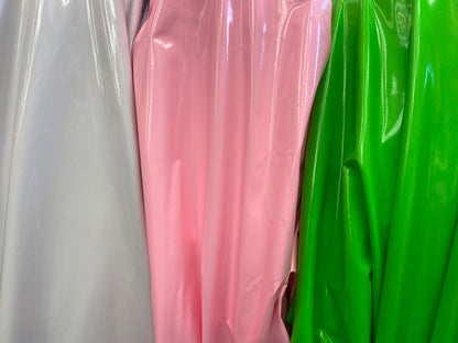 Latex super shiny vinyl 4-way stretch 58/60” Sold by the YD. Ships Worldwide from Los Angeles California USA.