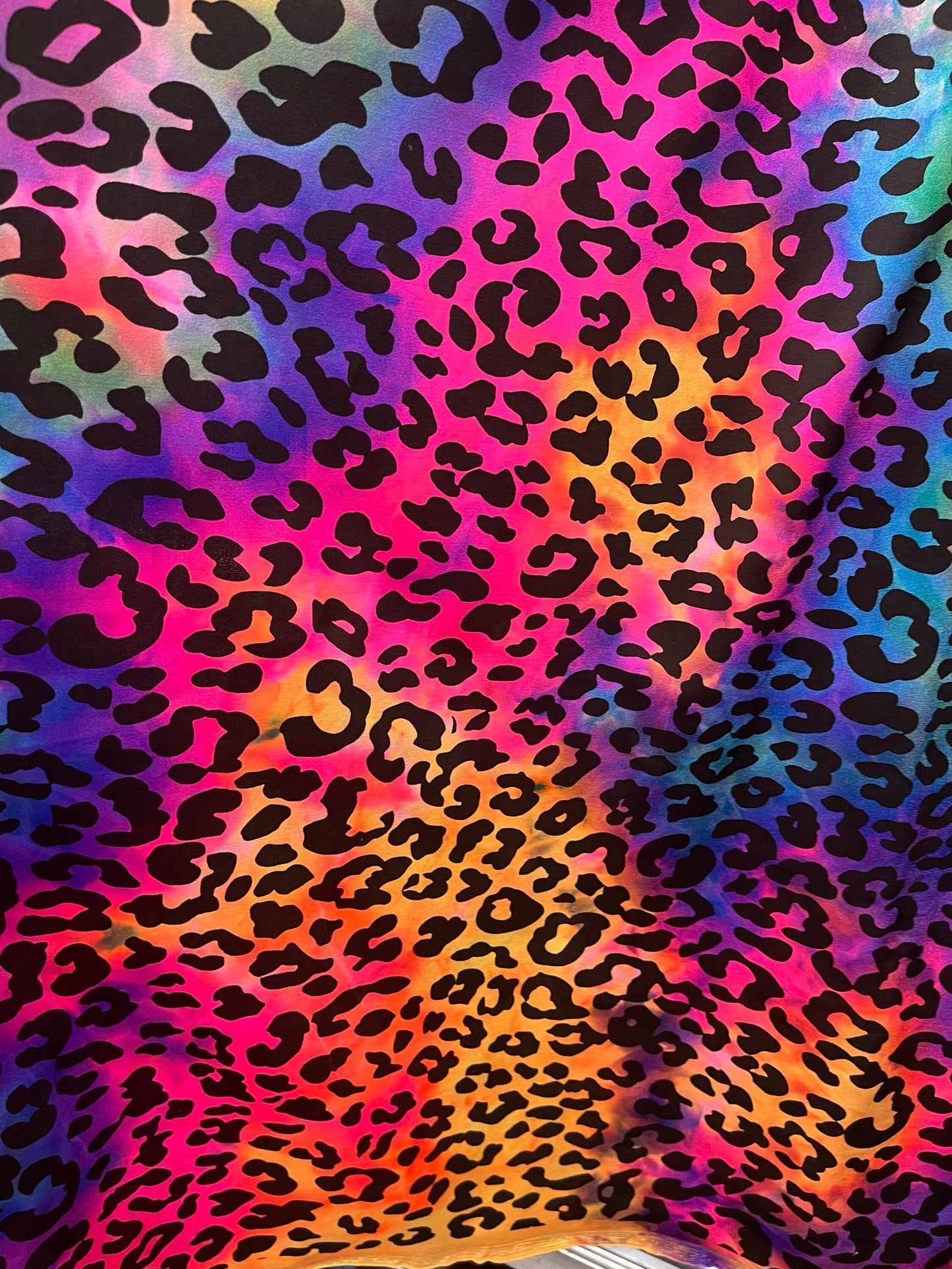 New Exotic leopard design rainbow multicolor 4way print nylon spandex 58/60” Sold by the YD. Ships worldwide from Los Angeles California USA