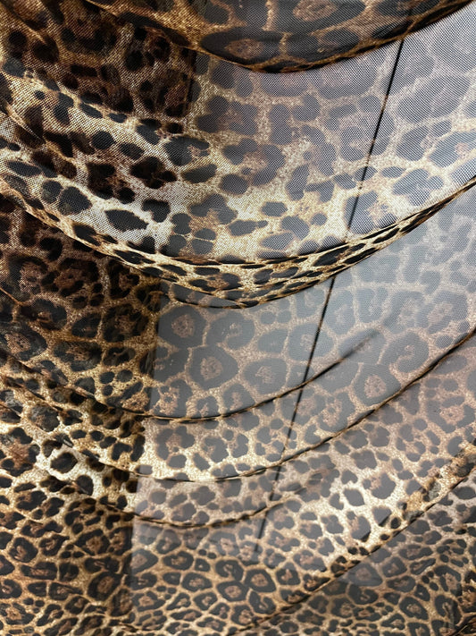 New Leopard design print on stretch power mesh 4-way stretch 58/69” Sold by the YD. Ships Worldwide from Los Angeles California USA.