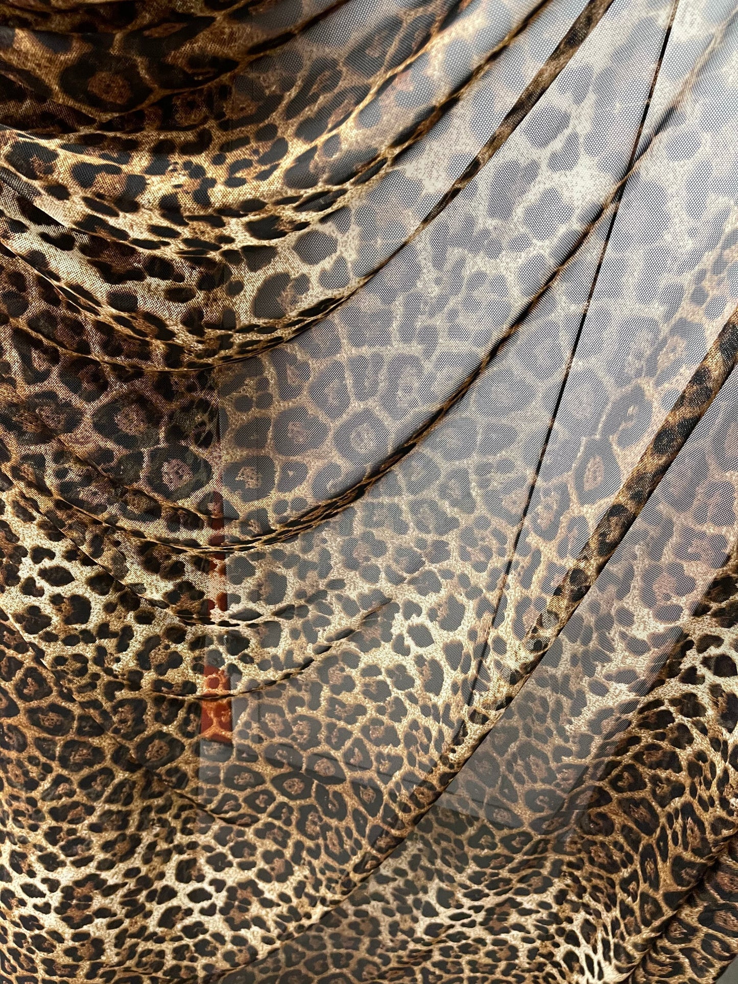 New Leopard design print on stretch power mesh 4-way stretch 58/69” Sold by the YD. Ships Worldwide from Los Angeles California USA.