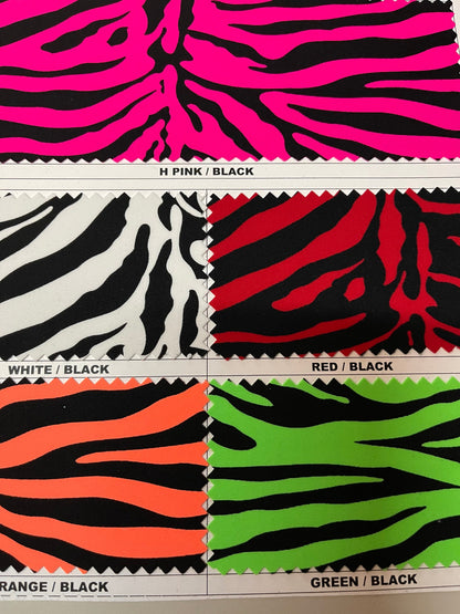 New Exotic Classic Zebra design print on best quality of nylon spandex 4-way stretch 58/60” Sold by the YD. Ships Worldwide from Los Ángeles