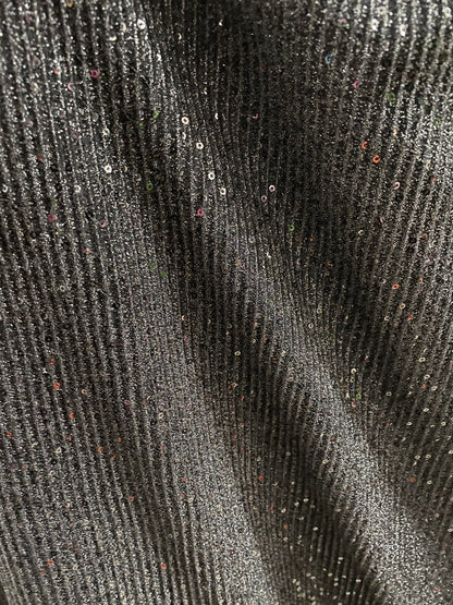 New pleated metallic spandex with glitz sequins all over 2-way stretch medium weight 55/56” Sold by the YD. Ships Worldwide from Los Angeles