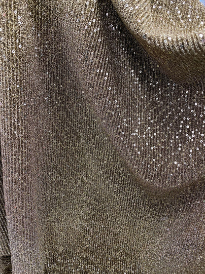 New pleated metallic spandex with glitz sequins all over 2-way stretch medium weight 55/56” Sold by the YD. Ships Worldwide from Los Angeles