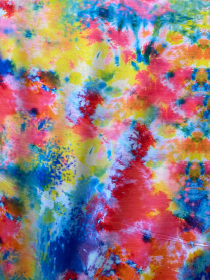 New tie dye multicolor print on best quality of nylon spandex 4-way stretch 58/60” Sold by the YD. Ships Worldwide from Los Angeles cali