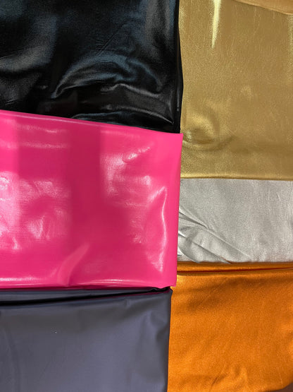 All over foil nylon spandex lame 4-way stretch 58/60” Sold by the YD. Ships Worldwide from Los Angeles California USA.