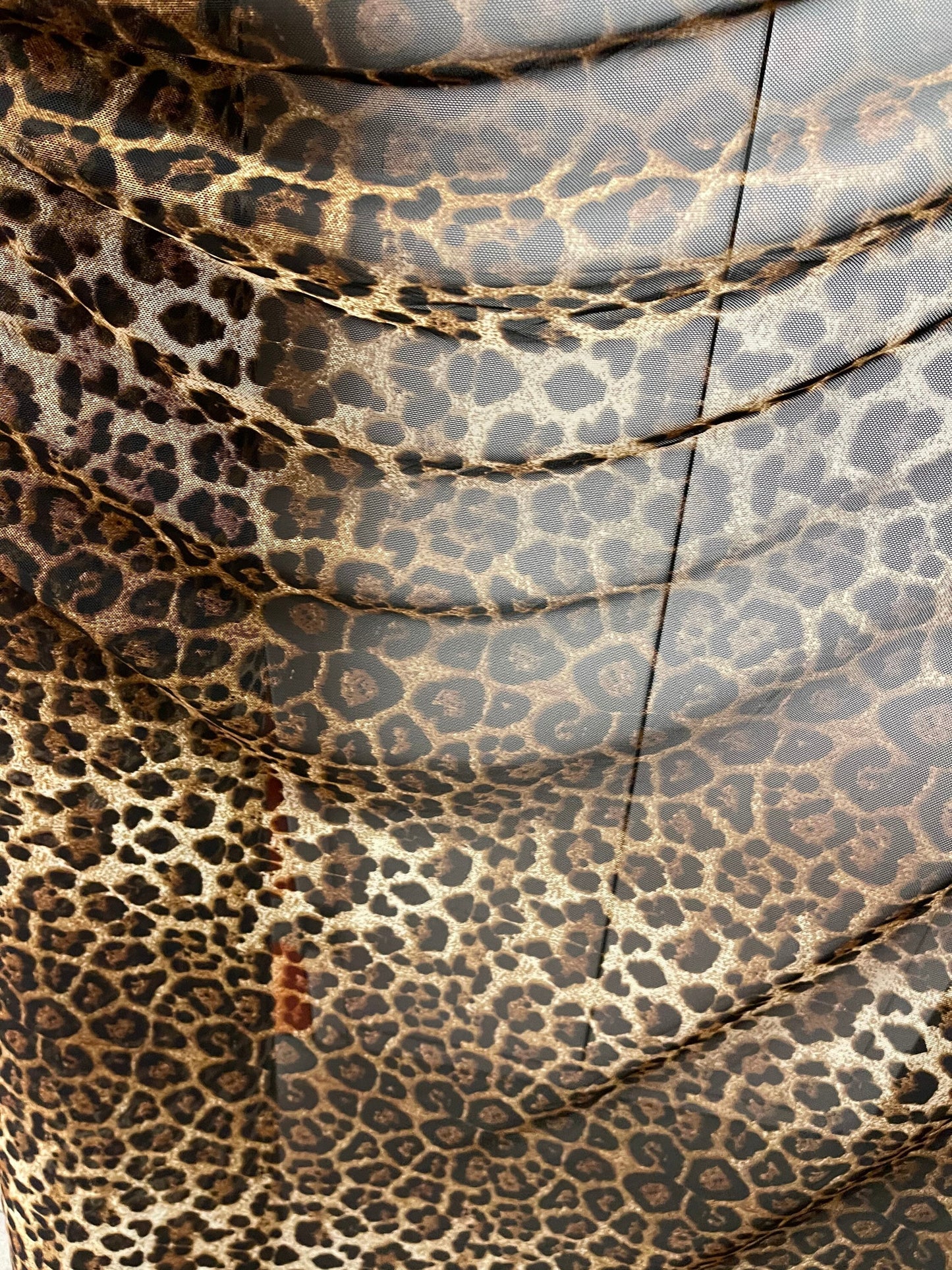 New Leopard design print on stretch power mesh 4-way stretch 58/69” Sold by the YD. Ships Worldwide from Los Angeles California USA.