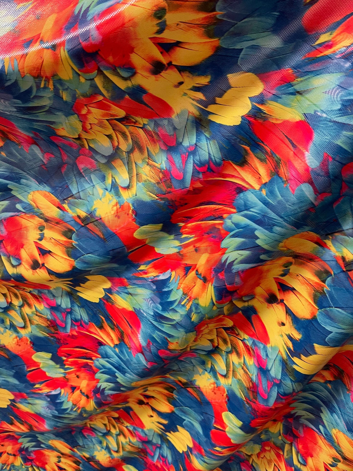 Exotic feathers design multicolor print on best quality of nylon spandex with clear dot 4-way stretch 58/60” Sold by the YD. Ships Worldwide