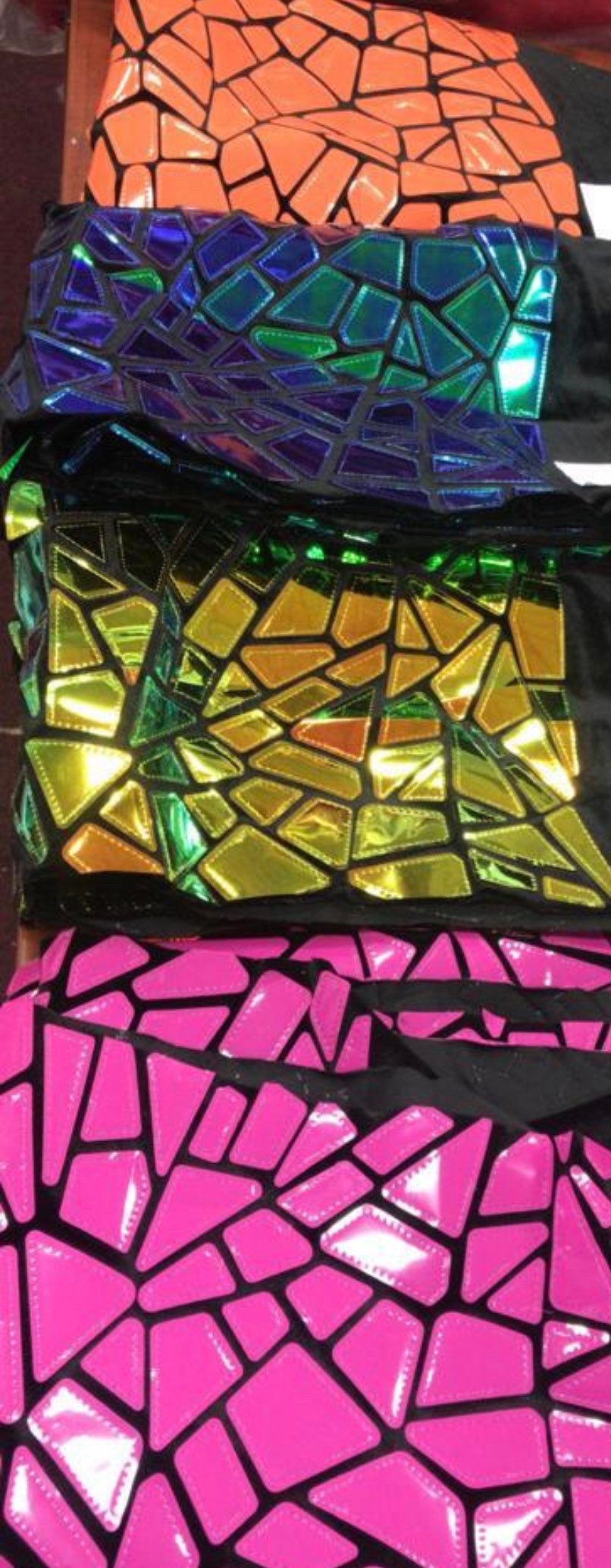 New shattered glass design Iridescent foil sequins embroidered on stretch velvet 2-way 58/60” Sold by the YD. Ships Worldwide from Los Angel