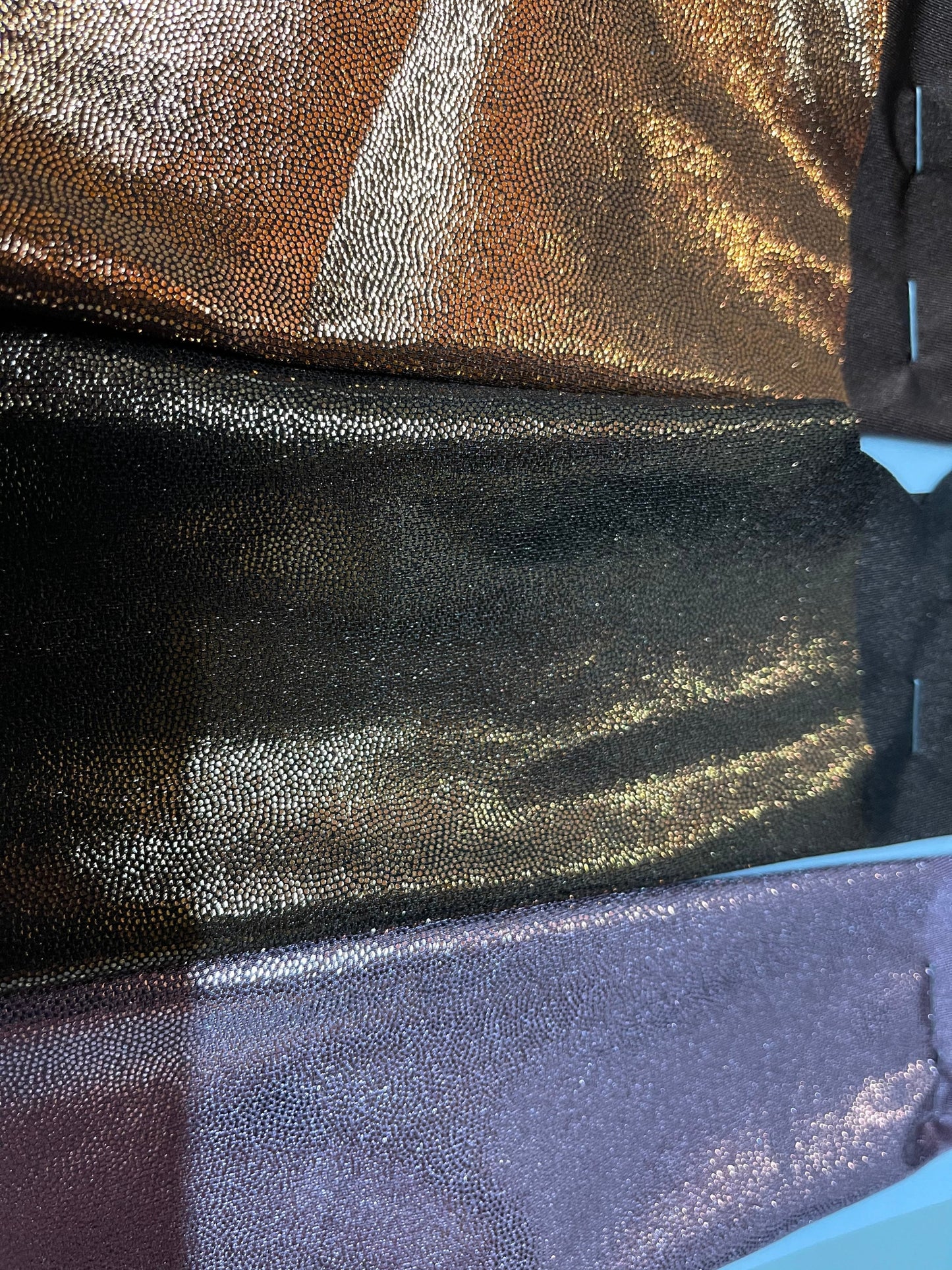 Metallic nylon spandex with foggy foil 4-way stretch 58/60” Sold by the YD. Ships Worldwide from Los Angeles California USA.