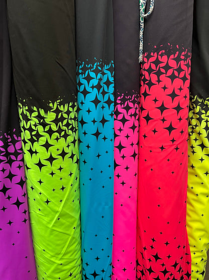 New modern Stars design print on best quality of nylon spandex 4-way stretch 58/60” Sold by the YD. Ships Worldwide from Los Angeles cali