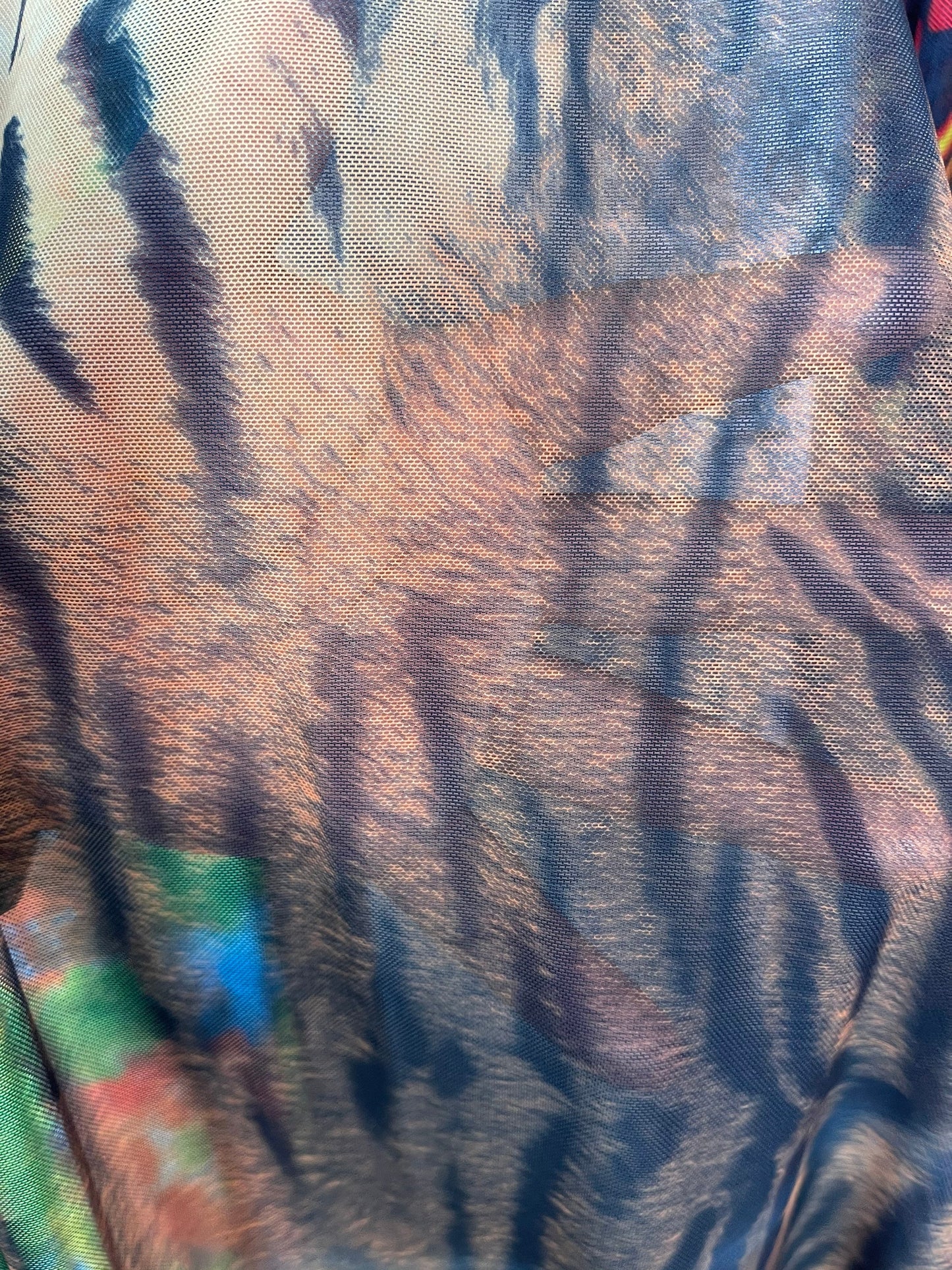 Exotic Tiger design print on power mesh 4-way stretch 58/60” Sold by the YD. Ships Worldwide from Los Angeles California