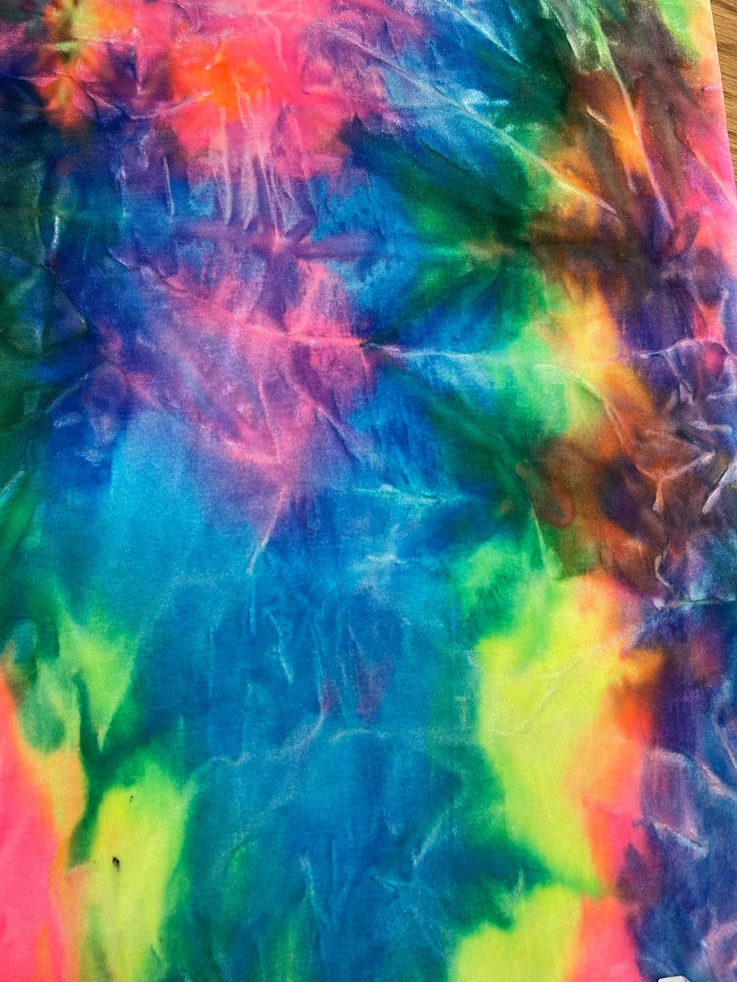 Rainbow multi pastel Tie Dye Luxury stretch velvet 4-way stretch 58/60” Sold by the YD. Ships Worldwide from Los Angeles California USA.