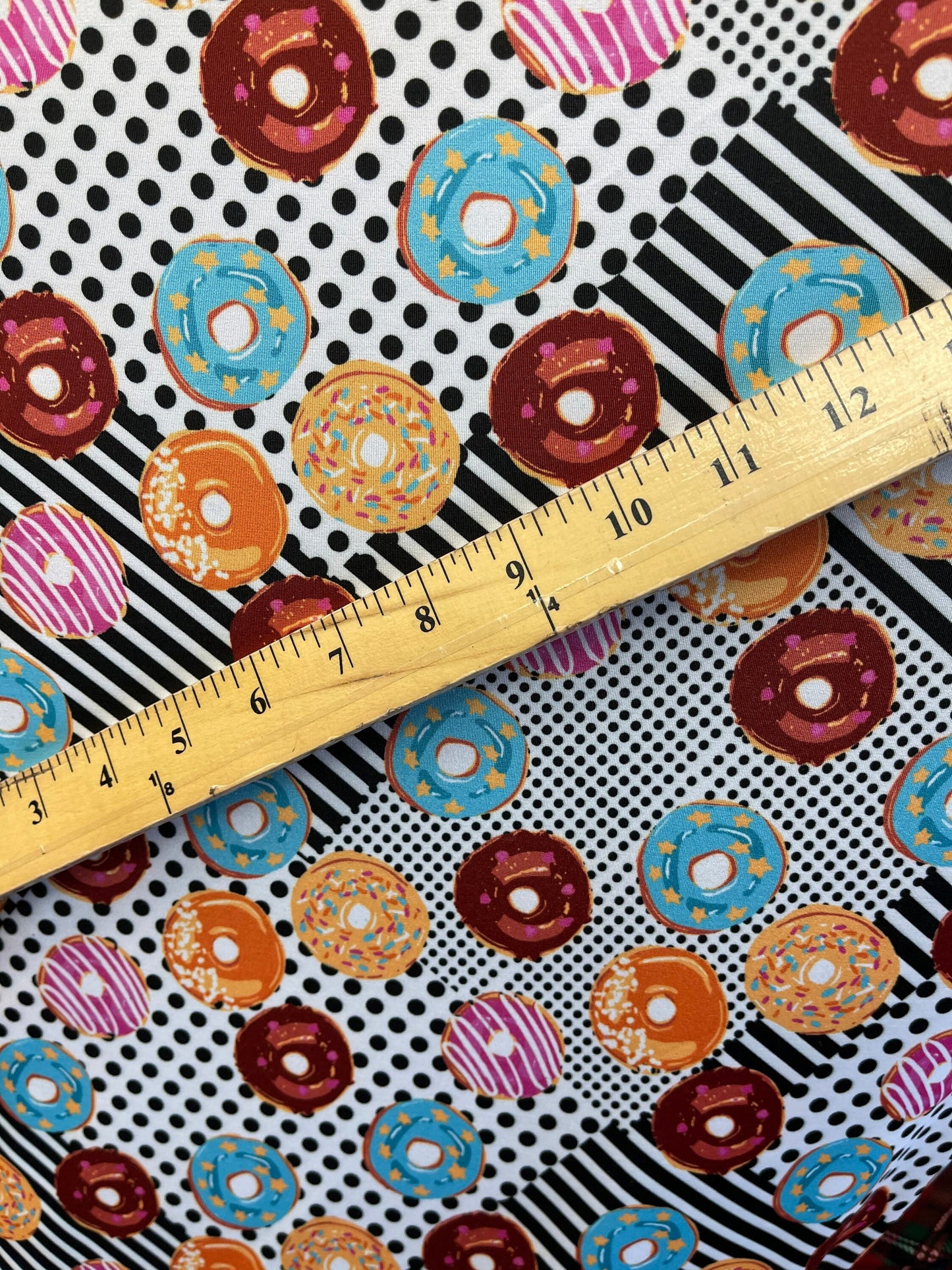 New Donuts design Multicolor print on great quality of nylon spandex 4-way stretch 58/60” Sold by the YD. Ships Worldwide from Los Ángeles