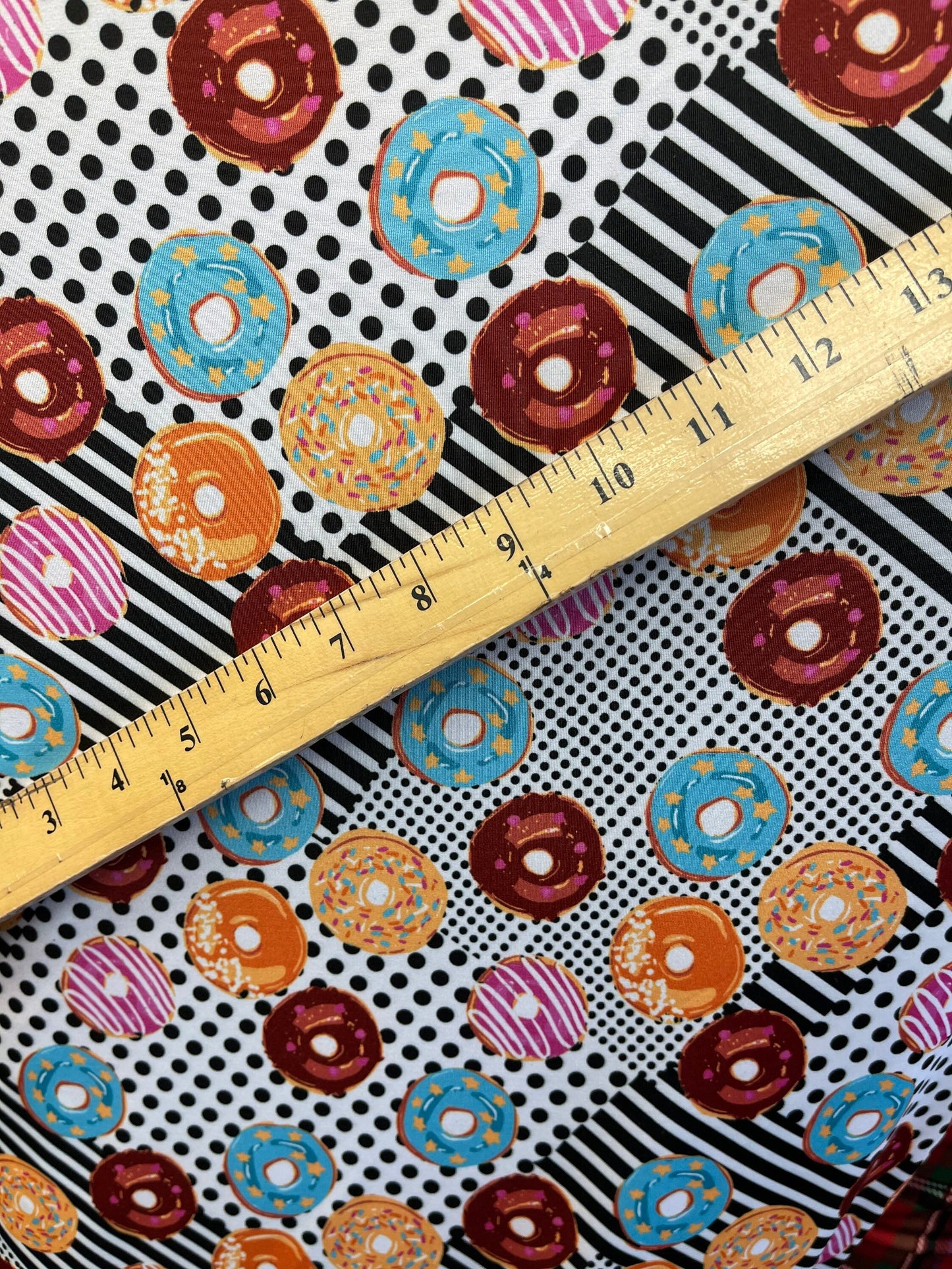 New Donuts design Multicolor print on great quality of nylon spandex 4-way stretch 58/60” Sold by the YD. Ships Worldwide from Los Ángeles