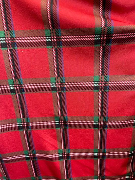 Red plaid modern design print on great quality of nylon spandex 4-way stretch 58/60” Sold by the YD. Ships Worldwide from Los Angeles cali.