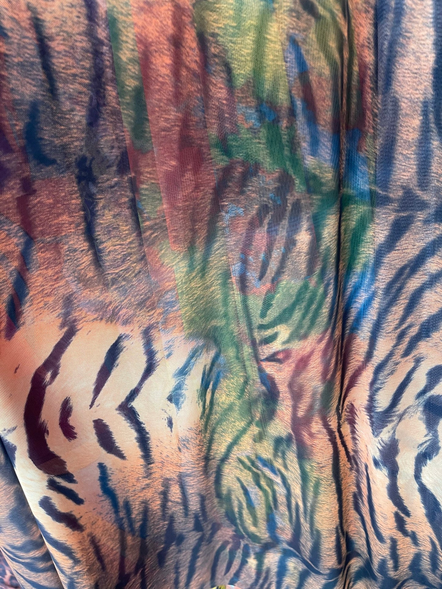 Exotic Tiger design print on power mesh 4-way stretch 58/60” Sold by the YD. Ships Worldwide from Los Angeles California