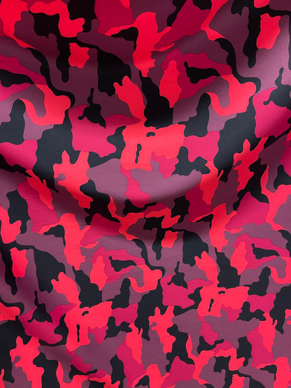 Camouflage design Berry/Rose/multi print on best quality of nylon spandex 4-way stretch 58/60” Sold by the YD. Ships Worldwide from L.A CA.