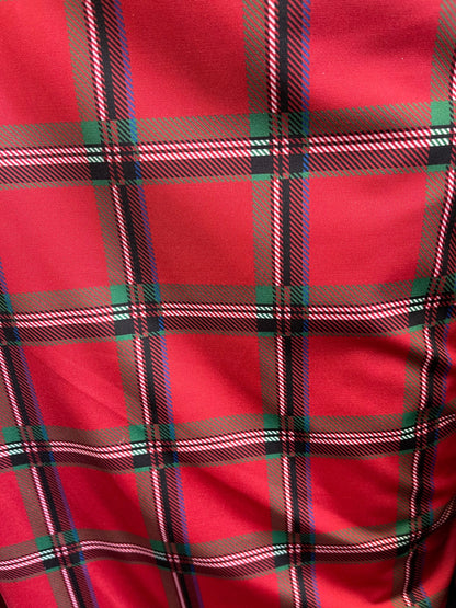 Red plaid modern design print on great quality of nylon spandex 4-way stretch 58/60” Sold by the YD. Ships Worldwide from Los Angeles cali.