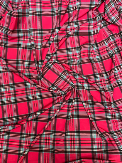 Plaid modern design hot pink multicolor print on great quality of nylon spandex 4-way stretch 58/60” Sold by the YD.