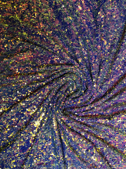 Raindrop design New hologram iridescent sequins on stretch mesh 4way 55/57” Sold by the YD. Ships worldwide from Los Angeles California US