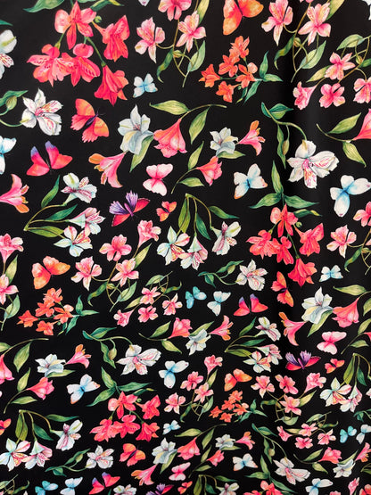 Modern small flower design print on best quality of nylon spandex 4-way stretch 58/60” Sold by the YD. Ships Worldwide from Los Angeles CA