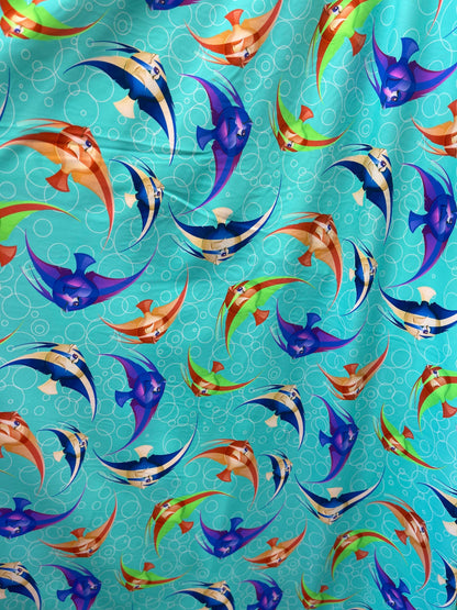 New Aquarium design print on best quality of nylon spandex 4-way stretch 58/60” Sold by the YD. Ships Worldwide from Los Angeles California