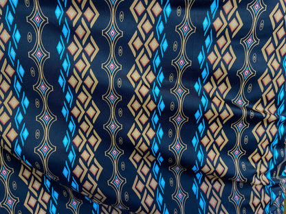 African design Black Multicolor print on nylon spandex 4-way stretch 58/60” Sold by the YD. Ships Worldwide from Los Angeles California USA.