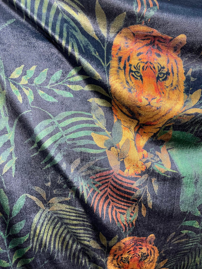 Tiger design print on great quality of stretch velvet 4-way stretch 58/60” Sold by the YD. Ships Worldwide from Los Angeles California