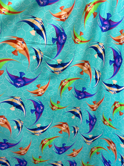 New Aquarium design print on best quality of nylon spandex 4-way stretch 58/60” Sold by the YD. Ships Worldwide from Los Angeles California