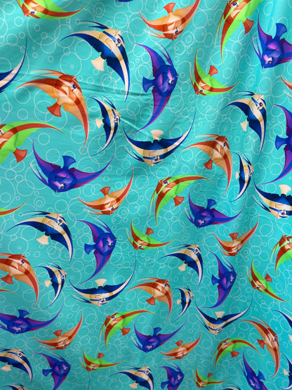 New Aquarium design print on best quality of nylon spandex 4-way stretch 58/60” Sold by the YD. Ships Worldwide from Los Angeles California