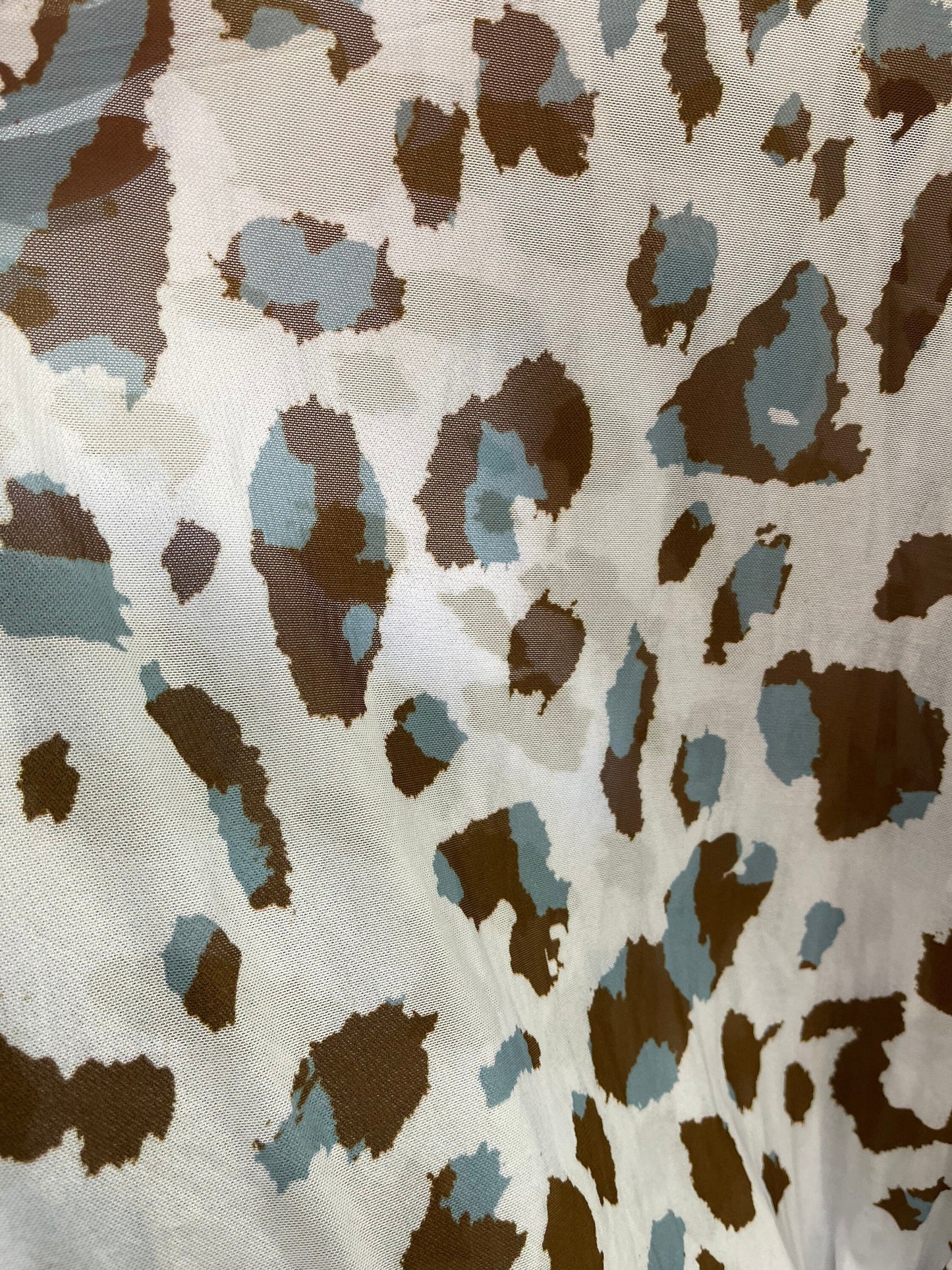 New cow design white/brown/blue print on great quality of power mesh 4-way stretch 58/60” Sold by the YD. Ships Worldwide from Los Angeles