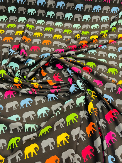 New Exotic Elephant design print on best quality of Nylon spandex 4-way stretch 58/60” Sold by the YD. Ships Worldwide from Los Angeles CA.