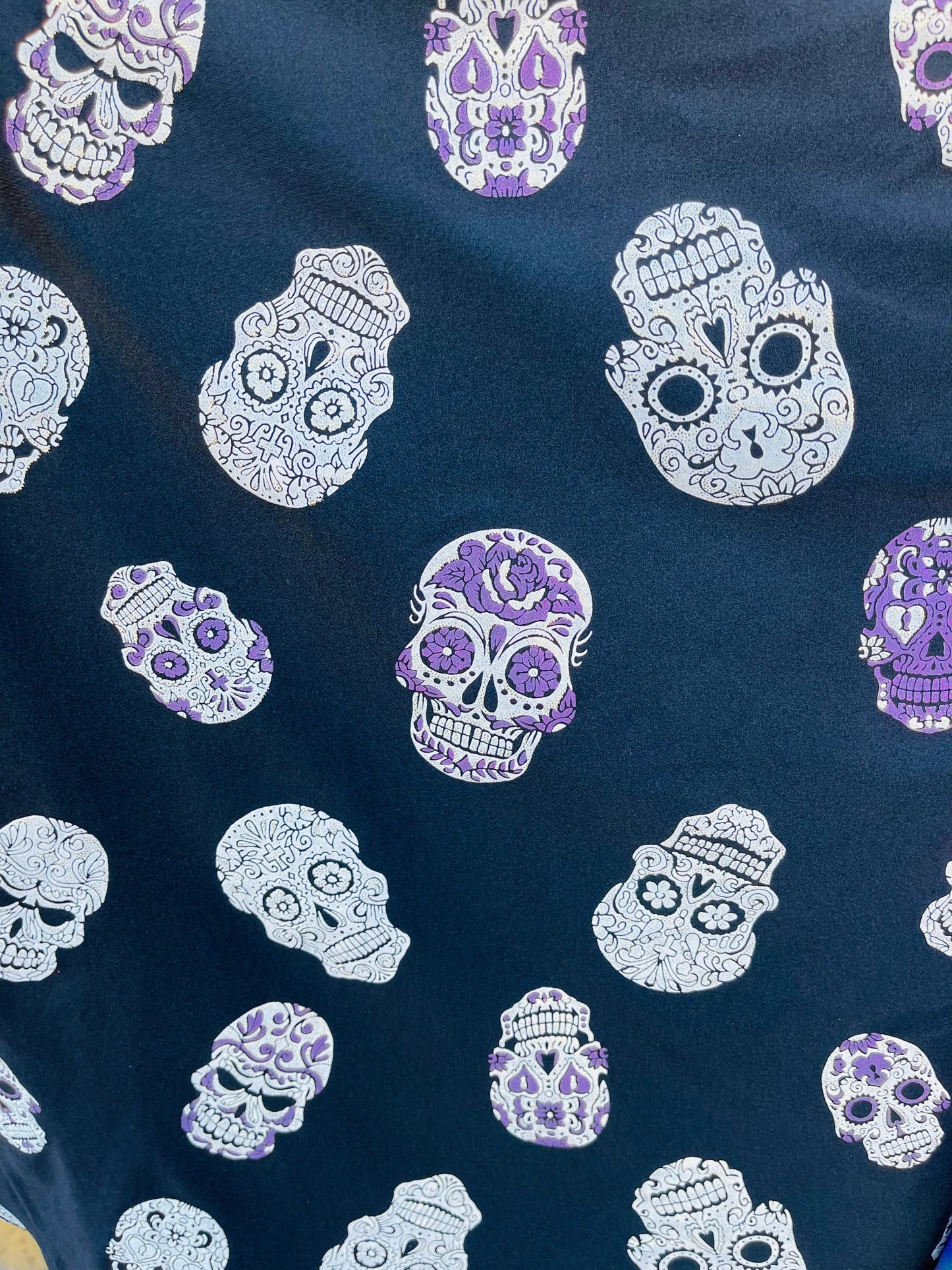 New Skulls design on best quality of nylon spandex 4-way stretch 58/60” Sold by the YD. Ships Worldwide from Los Angeles California USA.