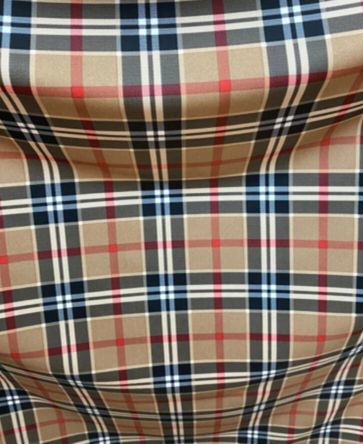 New plaid design print on great quality of nylon spandex 4way stretch 58/60” Sold by the YD. Ships worldwide