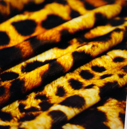 New Exotic Safari Leopard design print on best quality nylon Spandex 4-way stretch 58/60” Sold by the YD. Ships Worldwide from LA CA