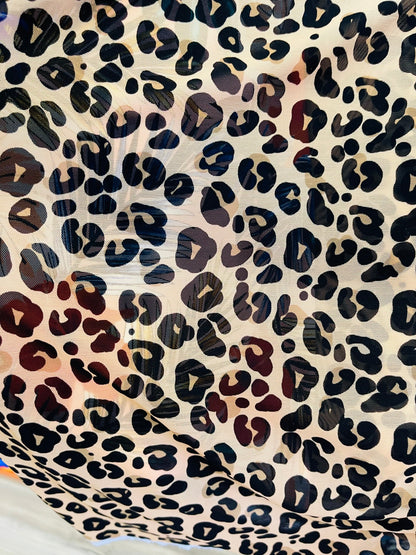 New Exotic Leopard design print on best quality of nylon power mesh 4-way stretch 58/60” Sold by the YD. Ships Worldwide from L.A CA.