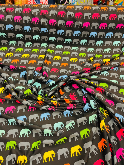 New Exotic Elephant design print on best quality of Nylon spandex 4-way stretch 58/60” Sold by the YD. Ships Worldwide from Los Angeles CA.