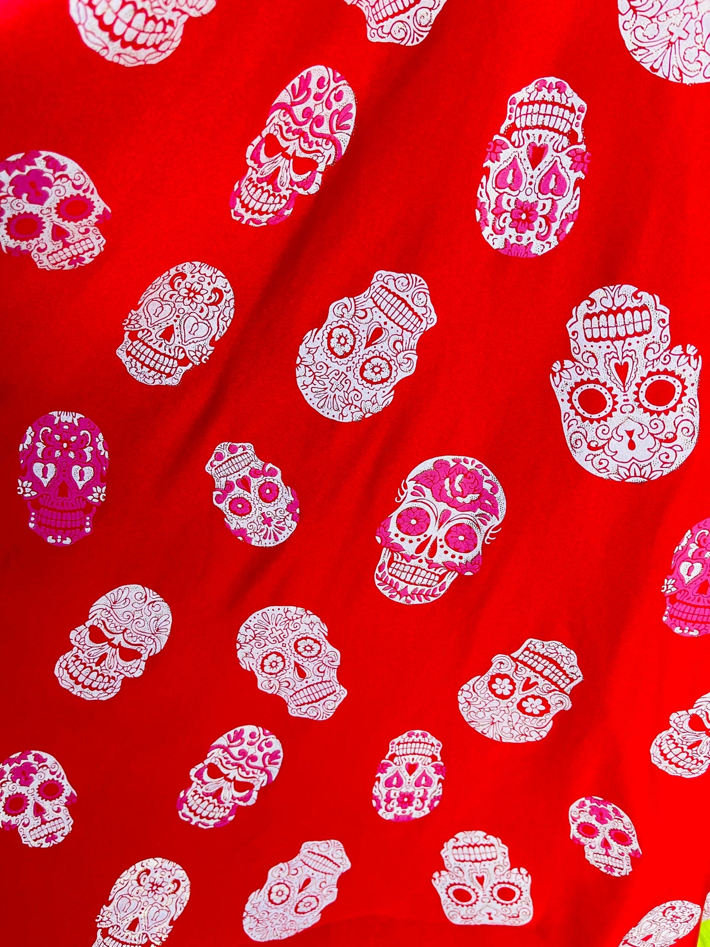 New Skulls design on best quality of nylon spandex 4-way stretch 58/60” Sold by the YD. Ships Worldwide from Los Angeles California USA.