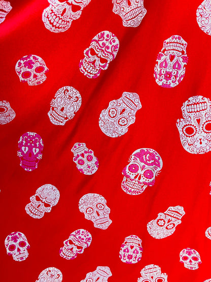 New Skulls design on best quality of nylon spandex 4-way stretch 58/60” Sold by the YD. Ships Worldwide from Los Angeles California USA.