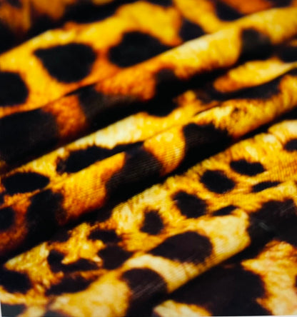 New Exotic Safari Leopard design print on best quality nylon Spandex 4-way stretch 58/60” Sold by the YD. Ships Worldwide from LA CA