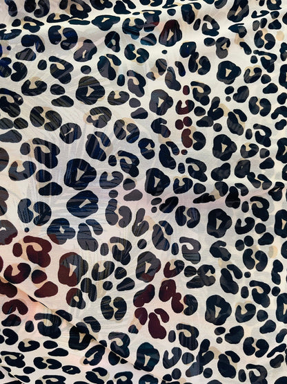 New Exotic Leopard design print on best quality of nylon power mesh 4-way stretch 58/60” Sold by the YD. Ships Worldwide from L.A CA.