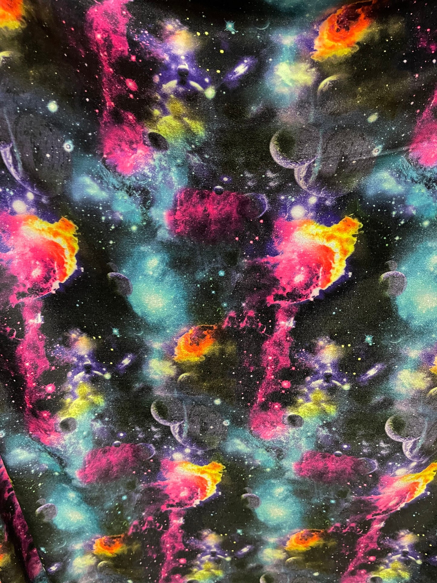 Galaxy design print on great quality of stretch velvet 4-way stretch 58/60” Sold by the YD. Ships Worldwide from Los Angeles California USA.