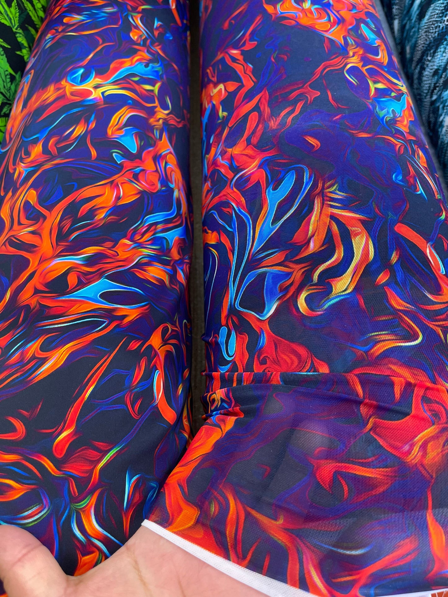 New Modern Flames abstract design Print on best quality of nylon spandex and power mesh 4-way stretch 58/60” Sold by the YD. Ships Worldwide